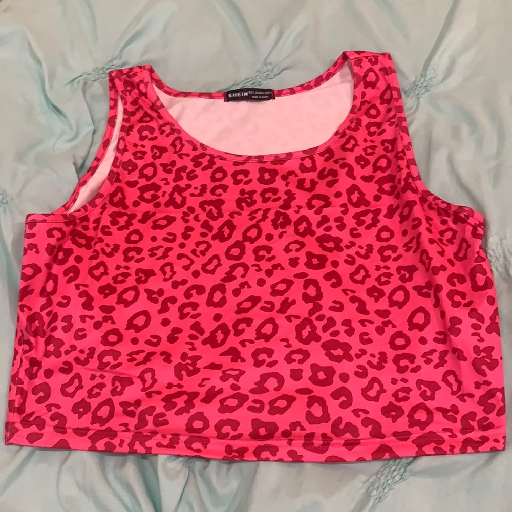 Pink cheetah print crop top